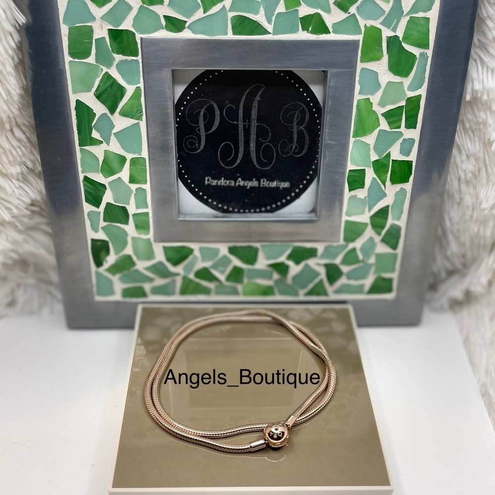 New Pandora Rose Gold Moments Ball Clasp Snake Chain Necklace